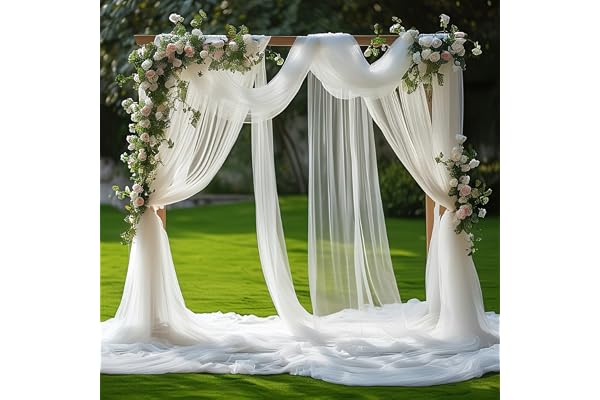BSTDAYEVER Tvärväggstapet, freehand dekoration, bröllopsbåge, gardiner, bröllopsbåge, vit, 75x600 cm, himmelsäng, organza tyg, bröllop, gardin