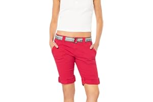 FRESH MADE Damen Bermuda Shorts mit glänzendem Gürtel