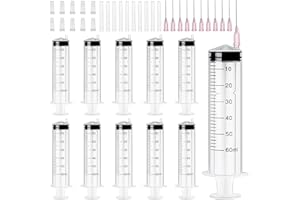 winbest 10 siringhe da 60 ml con ago, siringa per colostro, siringhe usa e getta, siringa liquida, sterile, siringhe in plastica per laboratorio scientifico misurazione del liquido