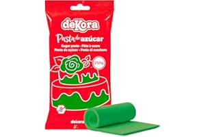 Dekora - Fondant Verde | Pasta de Fondant para Tartas - Cobertura para Bizcochos, Tartas, Pasteles, Magdalenas o Cupcakes con el que Poder Hacer Todo Tipo de Decoraciones - 250 gr