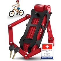 Capribike Kinder-Faltschloss Fahrrad Sicherheitslevel 10 mit 2 Schlüsseln | Kompaktes Fahrradschloss für Kinderräder - hohe Sicherheit, einfache Montage