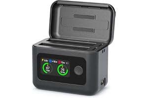 SYMIK Batteriladdare för Insta360 X4 Air, 27W snabbladdningsfodral | Dubbel plats med LCD-skärm, tvåvägs intelligent laddningshubb för 360 X4 Air-batteri, visar batteriets SOC