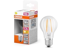 OSRAM Ściemniana lampa LED Superstar z bardzo wysokim wskaźnikiem oddawania barw (CRI90) E27, Układ optyczny żarnika, Ciepła biel (2700K), 806 Lumen, zamiennik dla 60W, 1-pak