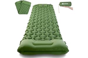 AKSOUL Ultraleggero Singolo Materassino Campeggio Gonfiabile - Autogonfiabile Materasso da Campeggio Leggero con Cuscino, Compatto & Portatile Autogonfiante Materasso Per Trekking Viaggio