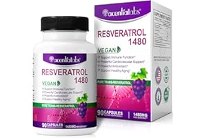 ZIXAOK Resvératrol 1480 mg avec quercétine 90 gélules - Antioxydants végétaliens trans-resvératrol anti-âge, système immunitaire, cardiovasculaire et articulaire, fatigue, mémoire et soutien du cerveau