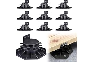Bafeil Adjustable Decking Pedestal Riser Bearing Support 30mm-60mm Suitable for DIY Projects Pack of 10, Deck Levelling Feet Heavy-Duty Support Base PP Black for Garden Decking