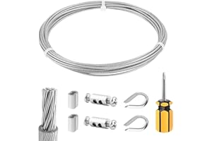 RAIRSKY Cavo Acciaio 2mm, 6m Nylon Cavo Acciaio Rivestito, Filo Stendibiancheria per Esterno, Cavo Acciaio per Tende, Filo Acciaio con Accessori, Filo di Ferro Plastificato per Uso Interno ed Esterno