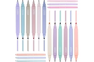 FCXQG Surligneurs 18Pcs Stylo Aesthetic Double Extrémité 2-en-1 Fluo Stabilo Pastel Couleurs Douces Surligneur Bible Protection Oculaire Surligneur Fluo Est Adapté à Un Usage Bureau Pour étudiants