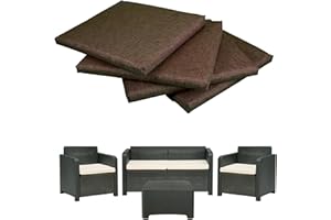 GHIOCUSCINI Cuscino da Giardino per Esterni, Set da 4 PZ. Mis. 58 x 51 SP. 5 cm, per Poltrona, Salotto, SALOTTINO, DIVANETTO Rattan/MIDOLLINO Tessuto COT/POLI Made in ltaly (Marrone)