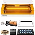 xTool S1 40W White Engraver Machine with Riser Base & Honeycomb Working Sheet & Air Assit & RA2 Pro, Enclosed Cutter and Engraving Machine for Wood, Metal, Leather, Acrylic and Glass, Class I Safety