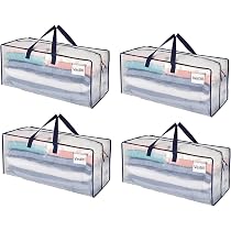 4 Sacchetti Per Traslochi VENO Extra Large, Riutilizzabili, In PP Intrecciato, Con Finestra E Manici, 68,6x39,4x35,1 Cm