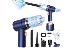 Kevsuvqin 4-EN-1 Aspirateur Voiture Puissant sans Fil, 12000PA Mini Aspirateur a Main sans Fil, Base de Chargement Rapide, Lumière LED, pour Souffleur Air Comprimé Nettoyage PC, Bureau & Voiture