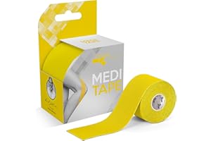 MEDI-TAPING Medi Tape (Gelb) für Sport & Alltag (5m) - Kinesiologie Tape latexfrei mit 150% Elastizität - atmungsaktives & wasserfestes Physio & Kinesio Tape - Sporttape