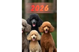 PL 2026 Pudel - kalendarz książkowy z notatnikiem, w kolorze premium w miękkiej matowej oprawie, psy pudle: Kalendarz A5 styczeń - grudzień 2026, 100 stron, ponad 40 stron na notatki, pies pudel