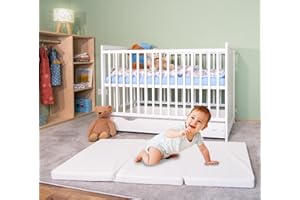 Alcube® Matelas de Voyage Pliable 60 x 120 cm pour bébé - Matelas Pliable - 60 x 120 cm - Matelas Pliant avec Housse en Coton - avec Sac de Transport Pratique - Blanc