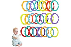 TMRBBesty Baby Spielzeug Befestigung Ringe PP Kinderwagenkette Zum Selber Spielzeugringe Set Basteln Kinderwagenkette Befestigung Ringe 24-Teilig Perfekte Greifringe Für Ihr Baby