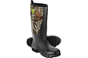 TIDEWE Gummistiefel für Herren, mehrere Jahreszeiten, wasserdichte Regenstiefel mit Stahlschaft, 6 mm Neopren, strapazierfähiges Gummi, Outdoor-Jagdstiefel (schwarz, braun und Realtree Edge Camo)