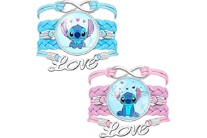 PIIMNT Bracelet Stitch Fille, Lilo Et Stitch Bijoux, 2pcs Cadeau Stitch Fille Bracelet Stitch Bijoux Fille Stitch Accessoires Stitch Fille Bracelet Lilo et Stitch Cadeau pour Fille D'Anniversaire