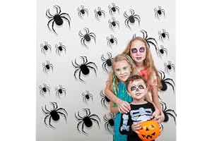 Lxoraziy Set di 24 Pezzi Adesivi da Parete 3D Ragno per Halloween con Adesivo, Ragni in Plastica Nera per Decorazioni Murali, Decorazioni Spaventose, Accessori per Feste DIY (24, Ragno)