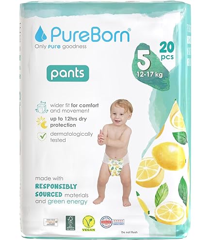 PureBorn Eco Organic Bamboe Luiers, Maat Newborn (<5 kg), 272 Luiers (2x136), Hypoallergeen, Ultrazacht, Milieuvriendelijk, Assorti Print, Natheidsindicator