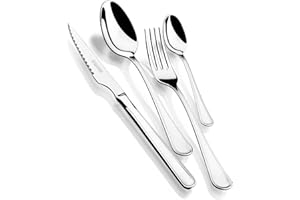 MONIX Manila Set de 24 piezas de acero inox 18/10 con chuletero, color gris (6 comensales)