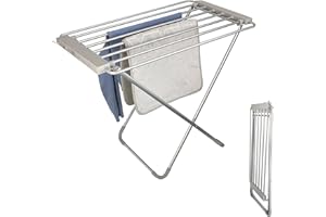 Fishtec Elektrischer beheizter Wäschetrockner 8 Stangen - Elektrischer Handtuchtrockner - Handtuchhalter - Praktik - 95 X 63 X 74 cm - Aluminium gebürstet