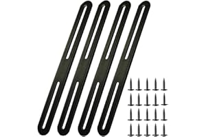 HYRYC Staffa Piatta Forata 280 x 24mm Piastra di Giunzione Piatta Nero Piastra Forata Acciaio Inox per Fissaggio Mensola Supporto Mobili 4CS(4, 280*24mm)