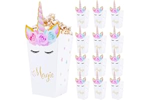 BLLREMIPSUR 12 Stück Einhorn Popcorn Boxen, Einhorn Snack Popcorn Tüten Karton Süßigkeiten Container Party Supplies für Kinder Geburtstag Partyzubehör