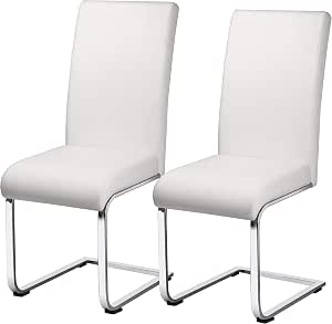 Yaheetech Set 2 Sedie Sala da Pranzo Bianche Moderne Imbottite in Finta  Pelle e Gambe in Metallo da Ufficio Salotto Soggiorno Portata 135 kg :  Amazon.it: Casa e cucina