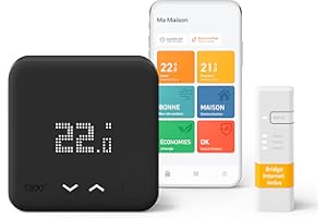 tado° Kit de Démarrage Thermostat Intelligent Filaire V3+ – Black Edition - Thermostat connecté pour chaudière et chauffage au sol – Compatible avec Alexa, Google Assistant et Siri