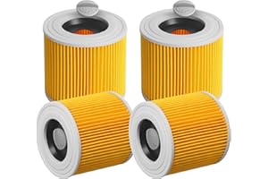 LIAILA Lot de 4 pour Filtre aspirateur karcher de rechange pour Filtre karcher WD3 pour karcher WD3 WD2 WD1 MV3 MV2 A K KNT NT SE VC, compatibles avec 6.414-552.0/6.414-772.0/6.414-547.0 et autres modèles