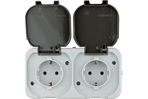 REV AquaTop, Feuchtraumsteckdose, IP44, einpolig, vorverdrahtet, Aufputz, grau