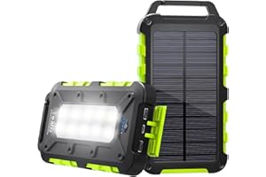 TOENNESEN Solar Powerbank 26800mAh, PD 15W Tragbares Solarladegerät mit Solarpanel, USB C Outdoor Wasserdichtes Externer Akku mit LED-Licht und 3 Ausgängen für Smartphones, Tablets, Outdoor Camping und mehr