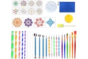 Anyasen Kit Mandala Peinture 39 Pièces Mandala Peinture Kit Outil Peinture pour Mandala Kits de Peinture Mandala Mandala Art Kit Peinture Kit pour Mur Peinture de Roches Peinture sur Pierre