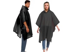 YingErTool 2 Pack of Rain Ponchos, Reusable Men Women Raincoat, EVA Portable Adults Waterproof Ponchos with Hood for Emergency, Family Outdoor Hiking, Cycling, Camping