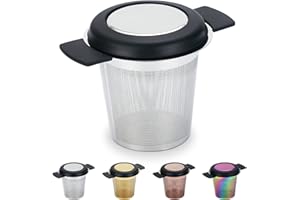 Kyraton Passoire à Infuseur à Thé En raAcier Inoxydable, Filtres à Mailles Fines Pour Infuseur à Thé Et Café Avec Grande Capacité Et Double Poignées De Taille Parfaite. (Argent)
