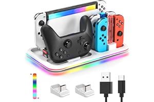 FASTSNAIL Chargeur pour Nintendo Switch&Switch OLED, Station de Charge Compatible avec Nintendo Switch, Switch Accessoires