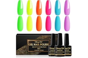 Shining She Smalto Semipermanente Unghie Neon,6 Colori Rosa Arancione Blu Verde Giallo Semipermanente Unghie Soak-Off UV,Adatto per Nail Art Femminile Di Famiglia,8ML
