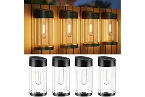 btfarm 4 Paquete Apliques Exteriores Solares, Luz Solar Exterior Jardin IP65 Impermeable Aplique Exterior Solar para Valla Porche Pared Patio,Blanco Cálido