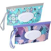 3 Pochettes Lingettes Humides Réutilisables ULVBABI - Motifs Ondulé, Plumes, Tie-Dye - Pour Voyage, Poussette, Sac