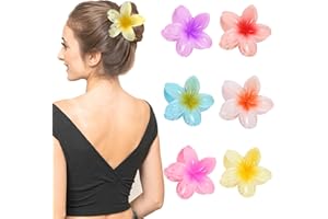 JIKEFENGXUN 6 Stück Blumen Haarklammer, Haarspangen Damen für Dickes Haar, starker Halt große Krallenklammern, Rutschfeste Blume Hair Claw Clips für Frauen, hawaiianische Blumen-Klauenklammern