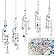 SUNNYCLUE 1 Box DIY 5 Sets Star Moon Sun Catchers Kit Hanging Sun Catcher Rainbow Catcher Window Hanging Prism Suncatcher Glass Crystal Suncatchers for Windows Indoor Outdoor Home Garden Decor