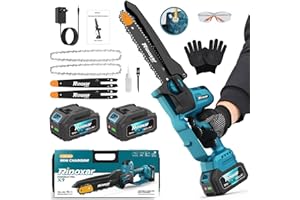 RINOXAR PROFESSIONAL Mini Motosega a Batteria per Potatura, 8 Pollici/20cm Sega a Batteria con 2x 20V/4000mAh, 1300W Motore Brushless, Lubrificazione Automatica, 2x Catene Sostituibili, Motosega Elettrica per Giardinaggio