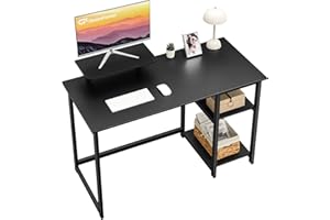 GreenForest Biurko komputerowe do domowego biura, ze stojakiem na monitor i elastycznymi półkami, do przechowywania, nowoczesne, proste, do pisania, robocze, 100 cm, czarne