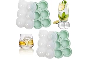 Hiqiku 2er-Pack Eiswürfelform Silikon, Kann Runde Eiswürfel mit Einem Durchmesser von 4,5 cm Produzieren, Wiederverwendbar & BPA-Frei, Geeignet für Bier, Whisky, Cocktails, Kaffee, Getränke (Grün)