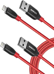 Anker Powerline+ Lightning Kabel [2-Pack] 1,8m Apple iPhone iPad Ladekabel für Das iPhone XS/XS Max/XR/ iPhone X/ 8/8 Plus/ 7/iPad und mehr (Rot)