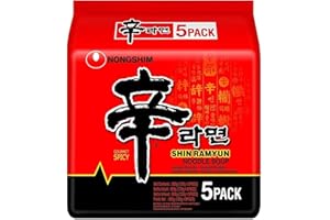 Soupe de nouilles coréenne Nongshim Shin Ramyun - Lot de 5 pièces (5 x 120 g)