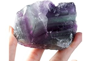 mookaitedecor Natural Fluorite Healing Crystal Rough Stone,Reiki Gemstone Specimen Figurine Home Decor(Approx 170-320g), Length 50-85mm / 1.96-3.34”
