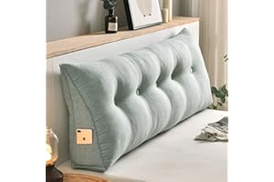 MONDEX Lesekissen für Bett, Bequemes und Weiches Keilkissen für Kopfteil, Ergonomisches Lordosenstützkissen für Bett, Rückenlehnenkissen mit Abnehmbarem, Waschbarem Bezug,Green b,120 * 50 * 20cm