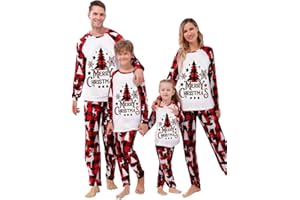 SANGDUT Weihnachten Schlafanzug Familien Weihnachts Pyjama Set Langarm Zweiteiler Outfit Herren Damen Kinder Fun-Nachtwäsche Weihnachtsbaum Muster Hausanzug